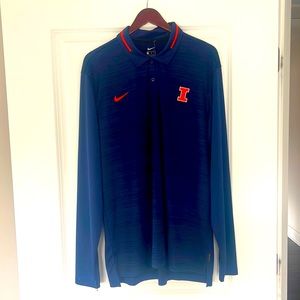 Nike University of Illinois Fighting Illini Long Sleeve Polo NWT XL